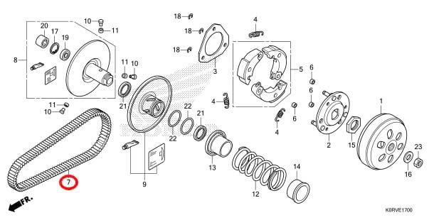  Dây cuaroa | Dây đai truyền động (2 mặt) HONDA PCX-ADV 150 K97 (23100K97T01) 