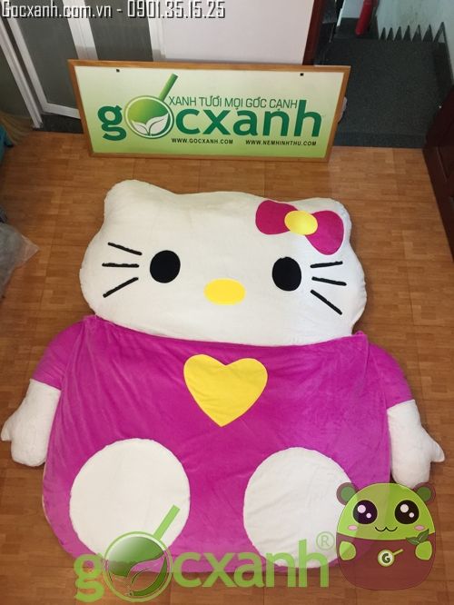 Nệm Hello Kitty cổ điển hồng sen, mền nhung 1.6 x 2.1m