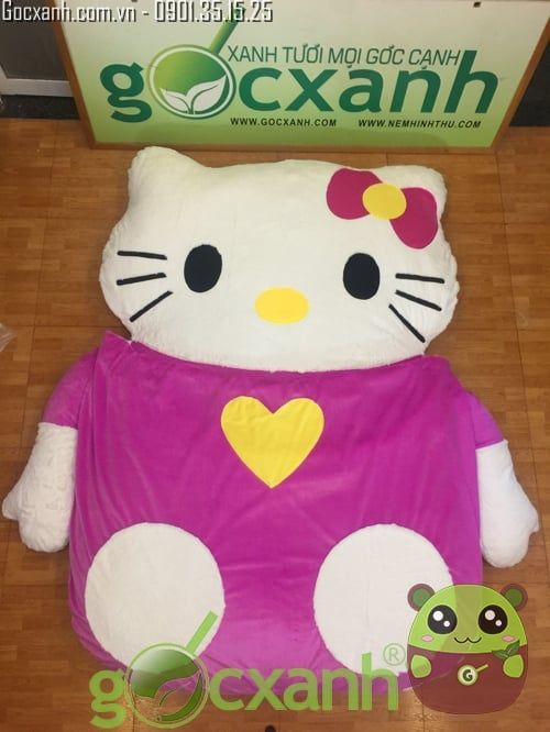 Nệm thú bông Kitty 1.4 x 1.9m (mền nhung)