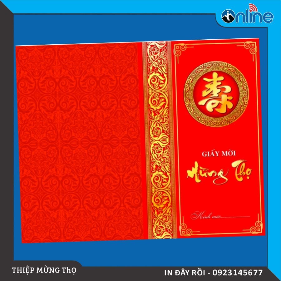 Thiệp mời mừng thọ màu đỏ sang trọng
