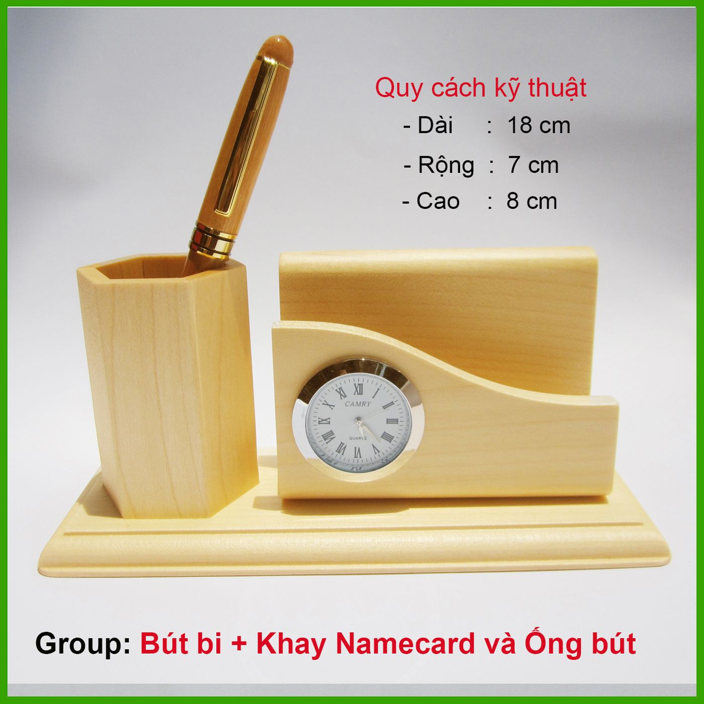  009 - KHAY NAMECARD CÓ ĐỒNG HỒ + BÚT 