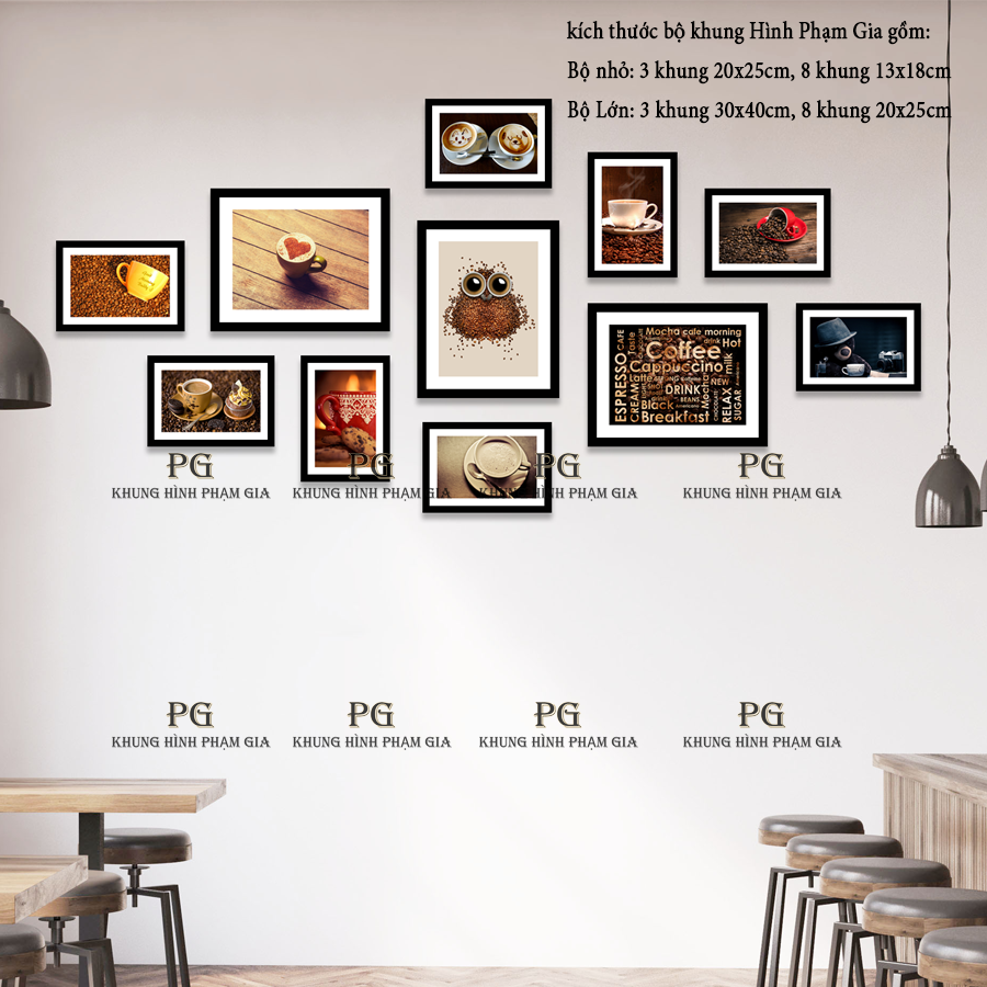 Bộ khung hình treo tường trang trí quán cafe (cà phê) đẹp và chất ...
