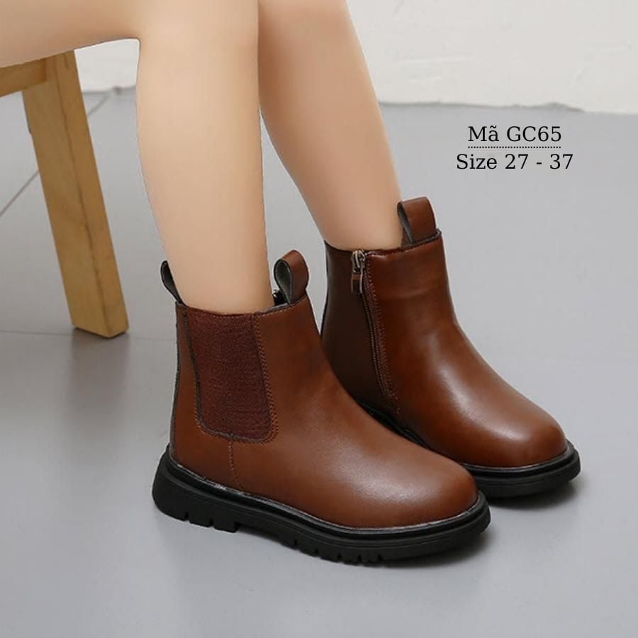 Boot da cổ thấp cho bé gái 3 đến 12 tuổi màu nâu sành điệu êm ấm kiểu dáng thời trang năng động GC65