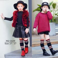 Bốt cho bé gái - Boot đùi len cổ dài tới đầu gối cho bé gái 3 - 12 tuổi thời trang cho bé đi tiệc diễn thời trang năng động cá tính GA39
