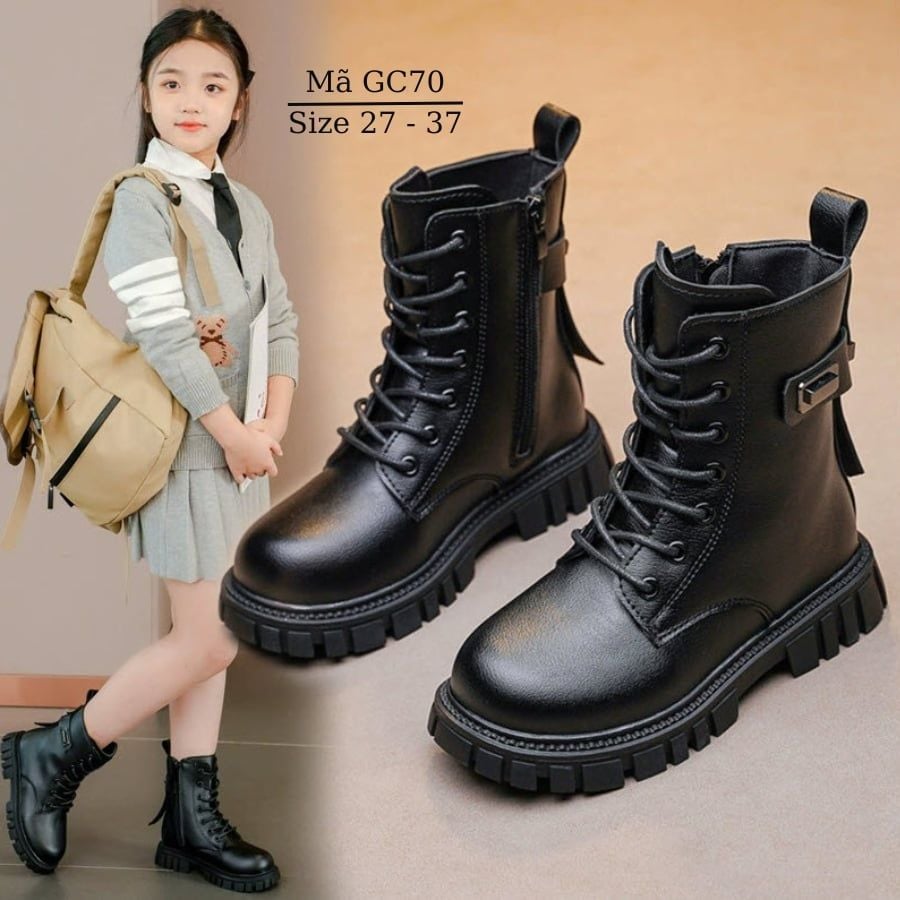 Bốt bé gái trẻ em học sinh 3 - 12 tuổi cổ cao thời trang năng động cá tính phong cách Hàn Quốc GC70