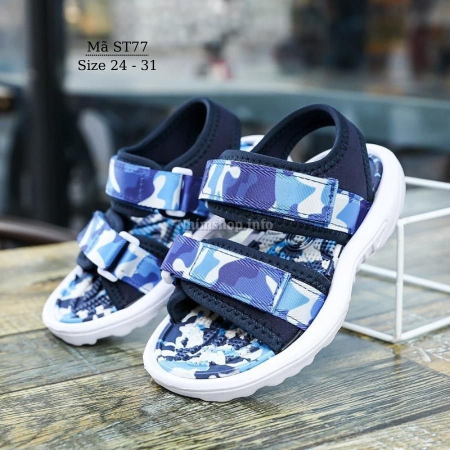Dép quai hậu sandal cao cấp cho bé trai 2 - 6 tuổi quai dán thời trang siêu nhẹ chống trơn trượt phong cách Hàn Quốc ST77