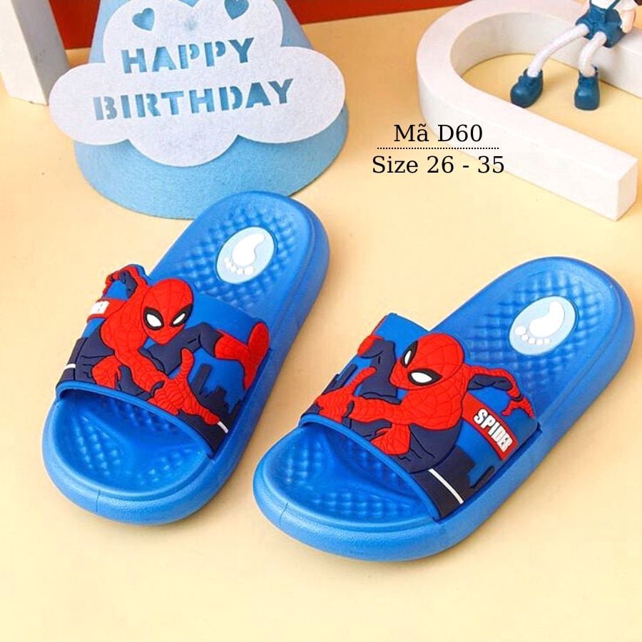 Dép siêu nhân spiderman cho bé trai quai ngang nhựa cao cấp êm nhẹ đi trong nhà đi biển mùa hè cho trẻ em 3 - 8 tuổi D60