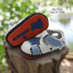 Dép tập đi cho bé trai sơ sinh 0-12 tháng TD44 da bò mềm êm, đế cao su chống trượt đi tiệc, dạo phố, đi biển mùa hè