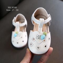 Giày sandal bé gái kiểu búp bê màu trắng tiểu thư xinh xắn cho bé  3 4 5 tuổi phong cách Hàn SG46