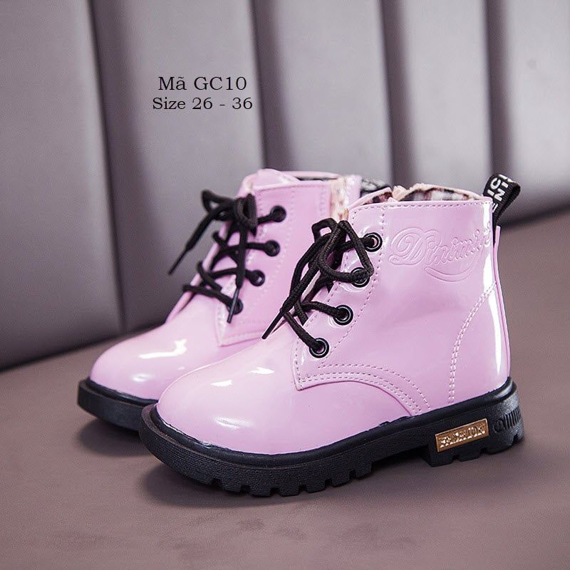Bốt cho bé gái 3 - 10 tuổi GC10 hồng phấn chất liệu da bóng Hàn Quốc