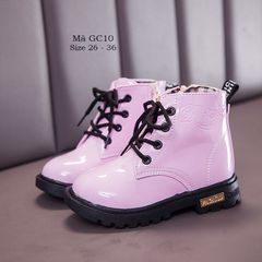 Bốt cho bé gái 3 - 10 tuổi GC10 hồng phấn chất liệu da bóng Hàn Quốc