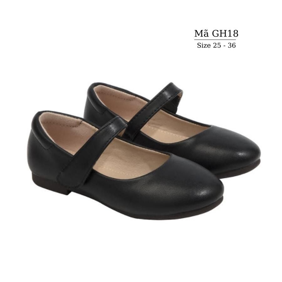 Giày búp bê bé gái bệt mui tròn đen trơn kiểu dáng thời trang cho bé 3 - 12 tuổi phong cách Hàn Quốc GH18