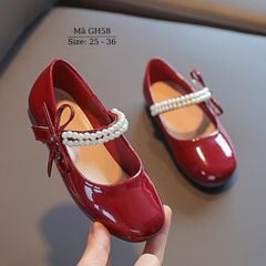 giày búp bê đỏ xinh xắn và dễ thương cho bé gái 3 đến 12 tuổi đính đá tiểu thư công chúa GH58