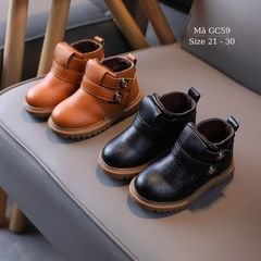 Giày boot cổ cao cho bé trai 1 - 5 tuổi da mềm thời trang 2 màu nâu đen phong cách Hàn Quốc GC59