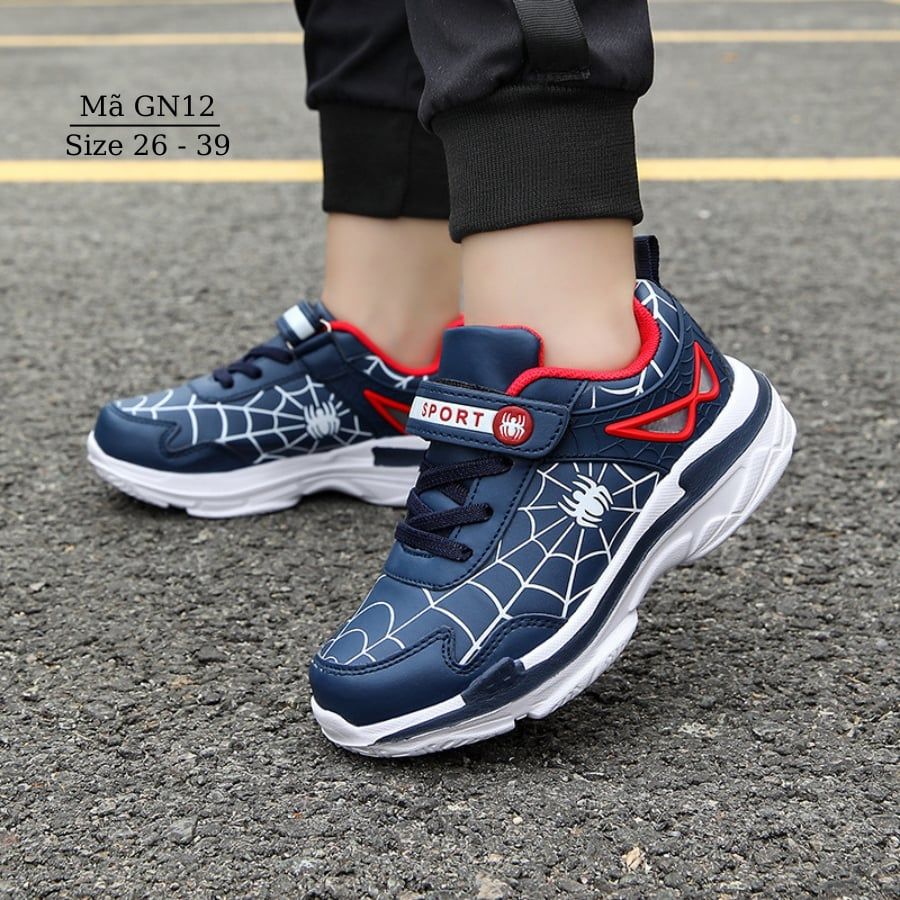 Giày bé trai 3 - 12 tuổi họa tiết siêu nhân spiderman phong cách thể thao năng động cá tính đi học chay bộ GN12