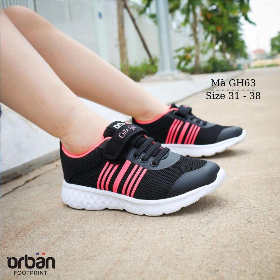 Giày thể thao bé gái 6 - 12 tuổi siêu nhẹ chống trơn khỏe khoắn và năng động Chính hãng Urban VNKX GH63