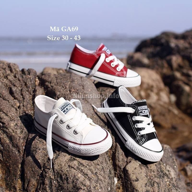 Giày thể thao buộc dây dáng converse cổ thấp GA69