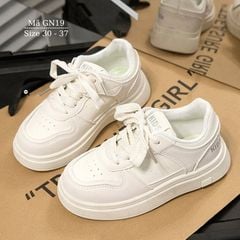 Giày Trắng Trẻ Em Cột Dây - Giày Thể Thao Học Sinh Bé Trai Bé Gái 5-12 Tuổi Đi Học Biểu Diễn GN19
