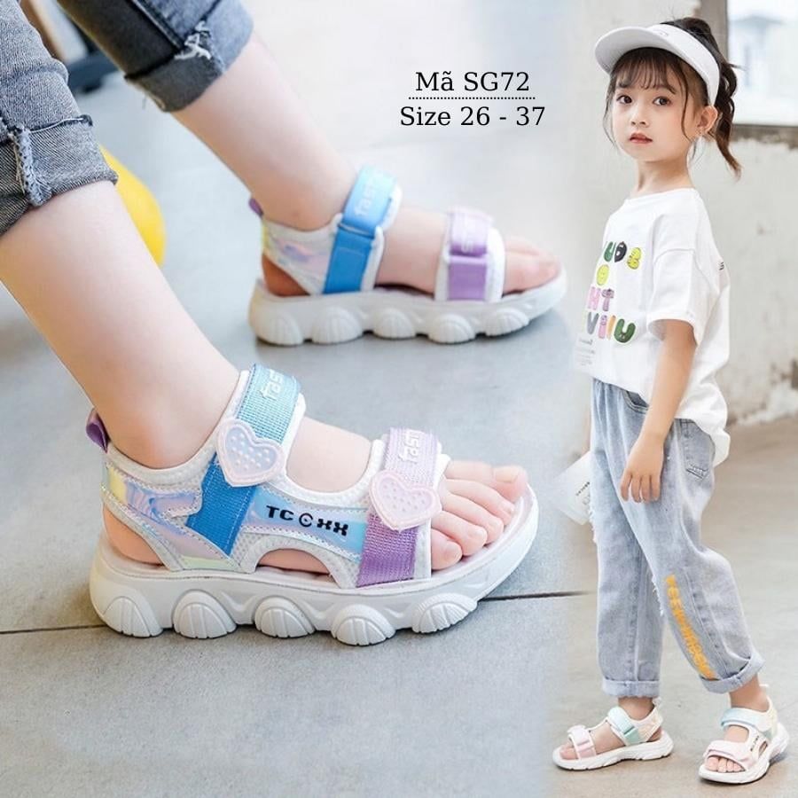Sandal bé gái quai hậu đi học đi chơi 3 - 5 tuổi tím xanh khỏe khoắn và năng động phong cách Hàn Quốc SG72