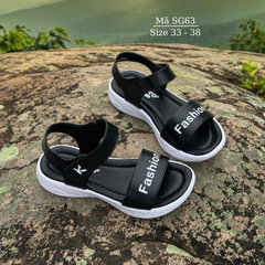 Dép sandal bé gái KENTO màu đen quai ngang kiểu dán êm nhẹ phong cách Hàn Quốc cho học sinh nữ 8 - 15 tuổi SG63