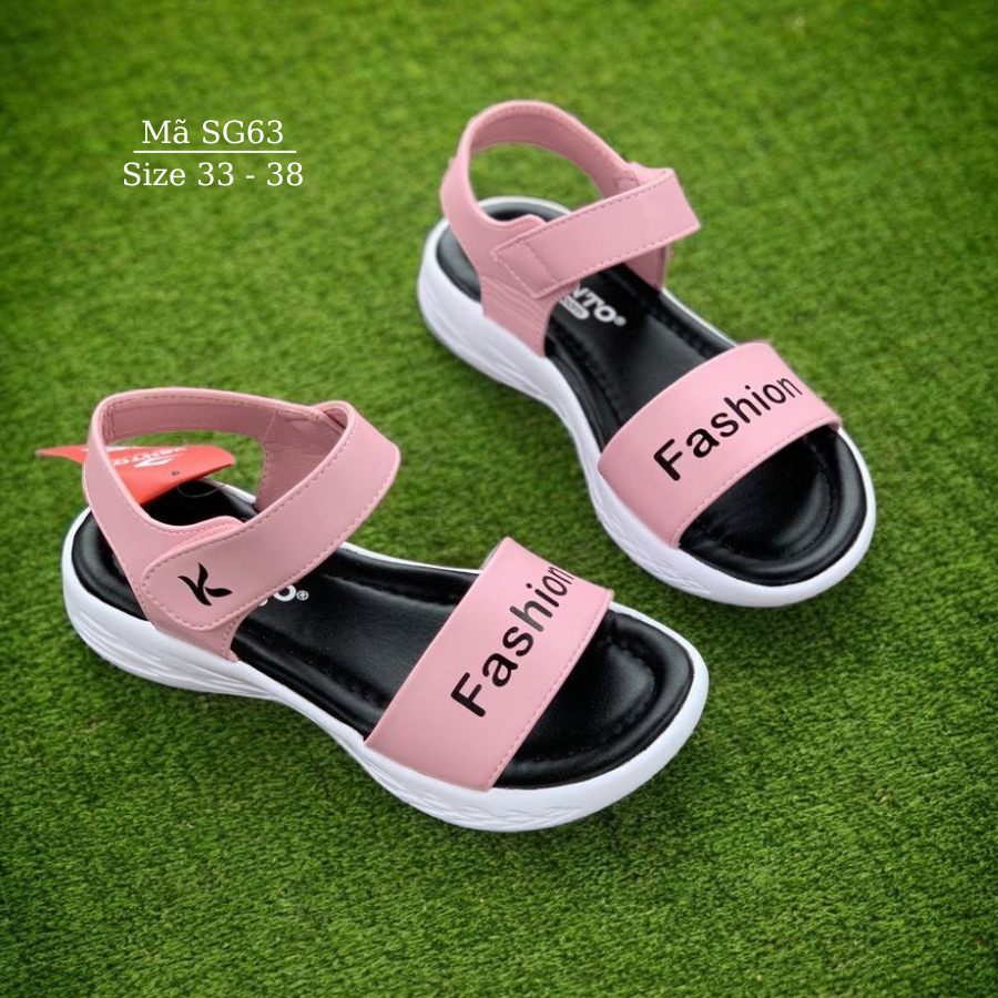 Dép quai hậu sandal bé gái KENTO quai ngang kiểu dán êm nhẹ phong cách Hàn Quốc cho học sinh nữ 8 - 15 tuổi SG63