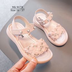 Dép sandal quai hậu cho bé gái 3 - 12 tuổi quai ngang tết sam hồng duyên dáng và dễ thương đi học đi chơi SG74