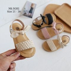 Sandal bé gái quai ngang tết sam êm nhẹ chống trơn phong cách Hàn Quốc phù hợp trẻ em 1 - 5 tuổi đi học đi chơi SG82