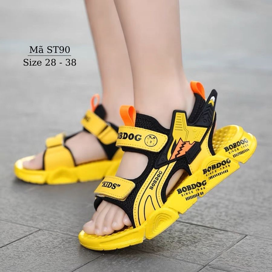 Sandal bé trai BOBDOG dép quai hậu trẻ em học sinh nam tiểu trung học quai ngang hở mũi vàng siêu nhẹ 3 - 12 tuổi ST90