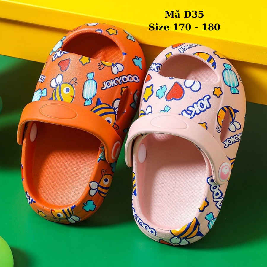 Dép sục siêu nhẹ cho bé 3 - 4 tuổi kiểu hở mũi hình con ong dễ thương có quai hậu chống trơn trượt hàng chuẩn cao cấp D35