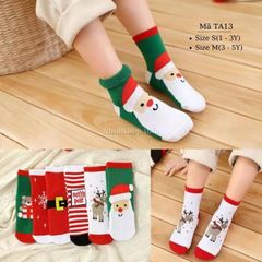 Tất Noel cho bé trai bé gái 1 - 12 tuổi cao cổ cotton mềm mại họa tiết Giáng sinh nhiều màu dễ thương TA13