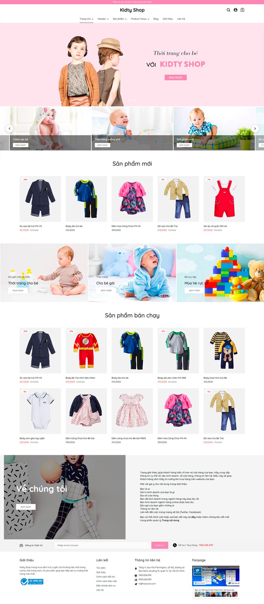 Mẫu website kidty shop