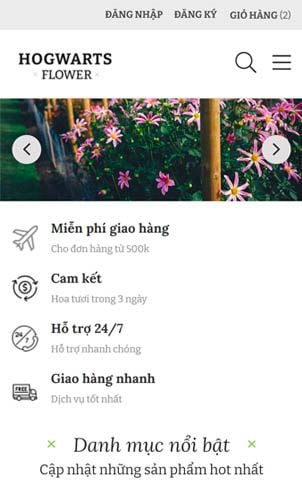 Mẫu website Hogwarts flower