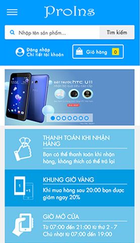 Mẫu website proins store
