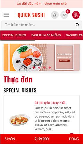 Mẫu website Quick Sushi