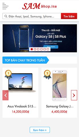 Mẫu website sam store