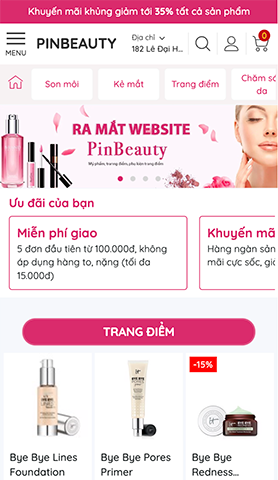 Mẫu website PinBeauty