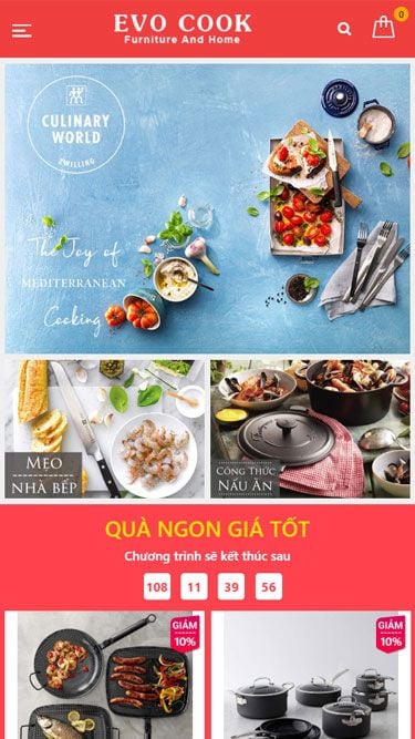 Mẫu website Evo Cook