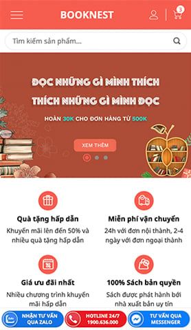 Mẫu website Booknest