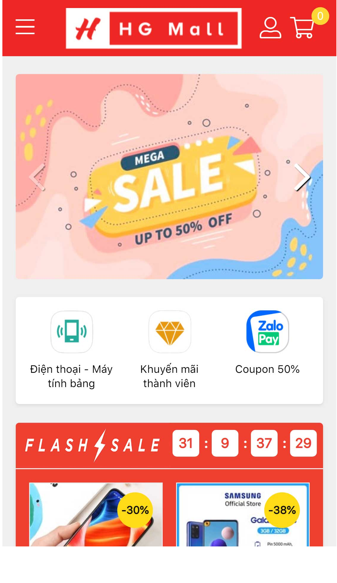 Mẫu website HG Mall
