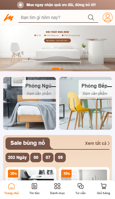 Mẫu website Mew Furniture