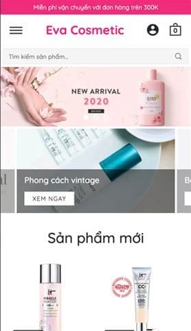 Mẫu website Eva Cosmetic