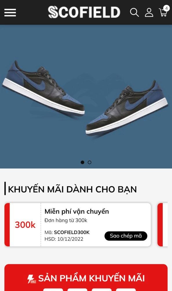Mẫu website WD Shoes Scofiled