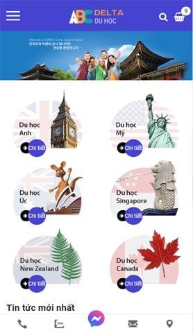 Mẫu website Delta Du học