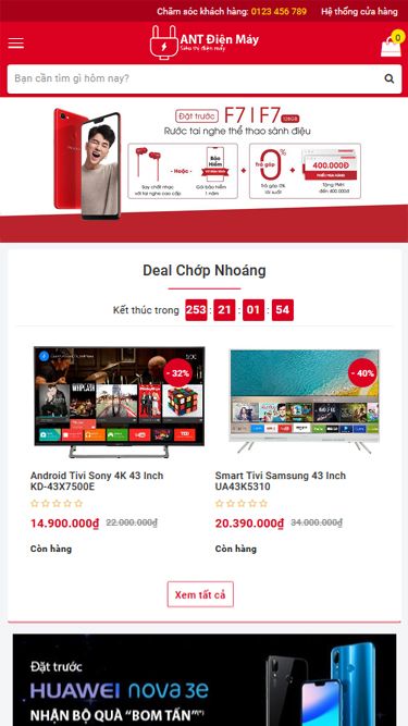 Mẫu website Ant Điện Máy