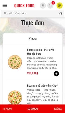 Mẫu website Quick Food
