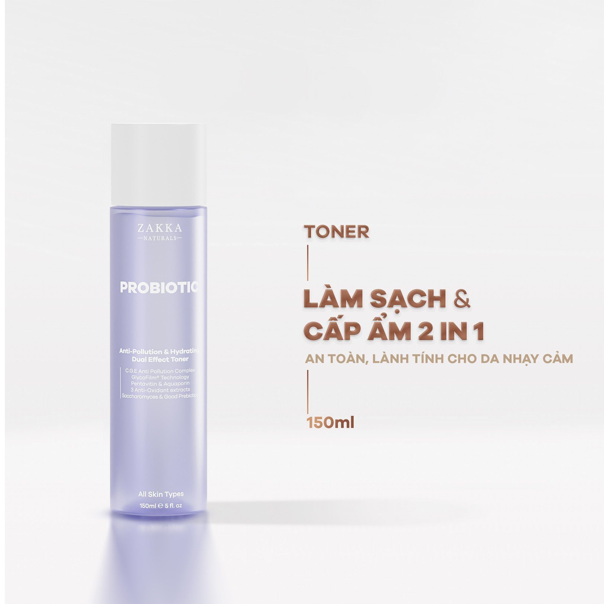  Toner Probiotic Dual Effect 2 Trong 1 Làm Sạch Bụi Mịn Và Cấp Ẩm 