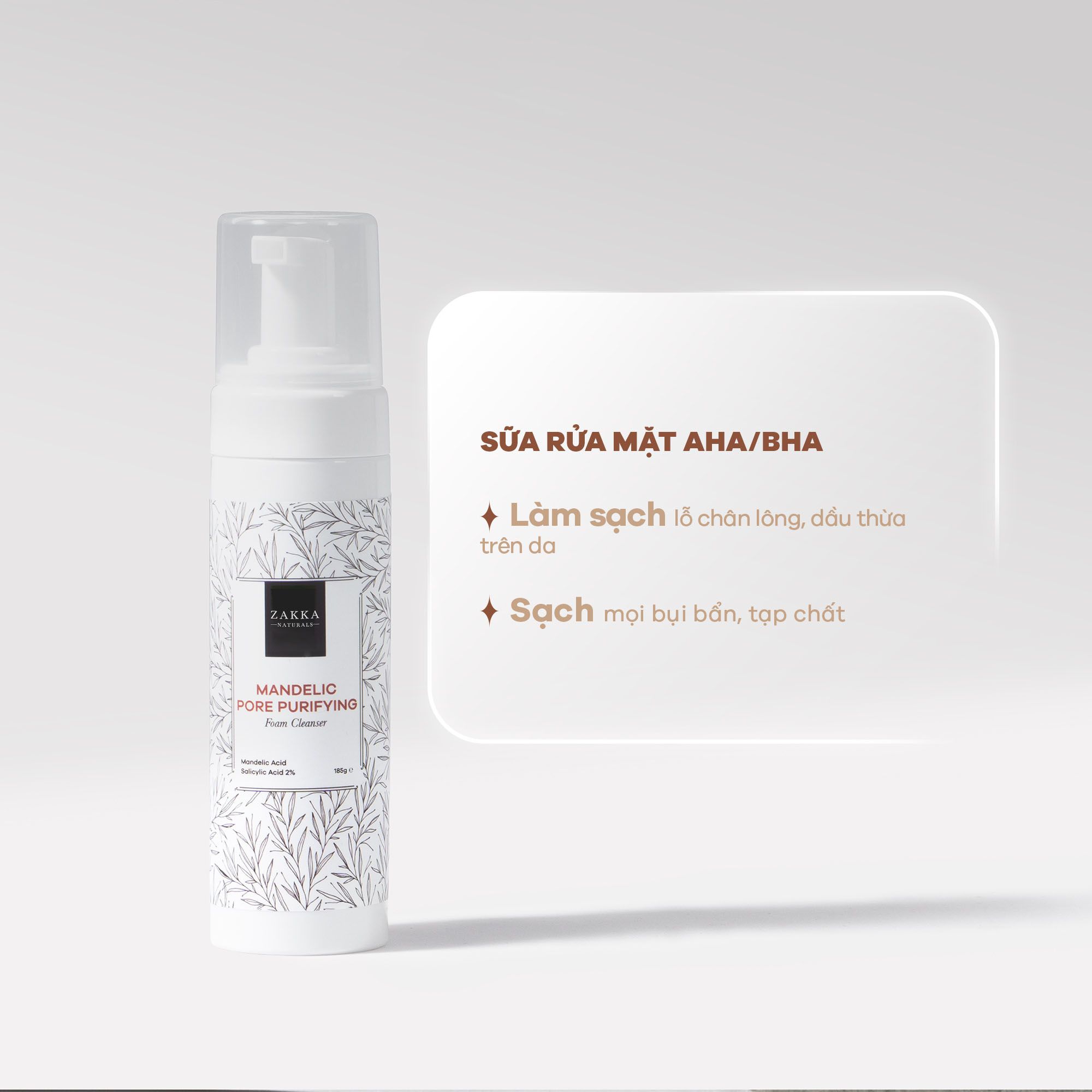  Sữa Rửa Mặt AHA BHA Cho Da Dầu Mụn Mandelic Pore Purifying Foam Cleanser 185gr 