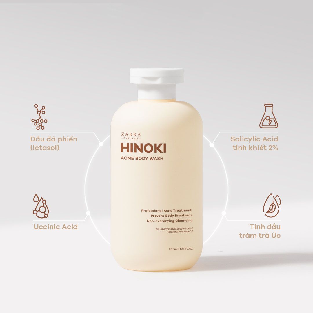  Sữa tắm hỗ trợ giảm mụn Hinoki - Hinoki Body Acne Wash Zakka Naturals 300ml 