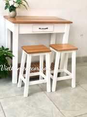 Bộ bàn ăn 2 ghế bar cao #9089WHI