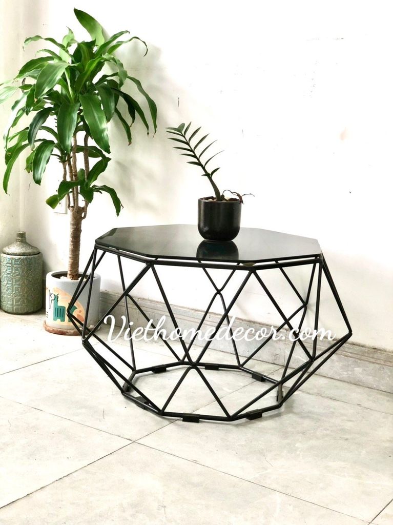 Bàn cafe/sofa sắt kính #9091